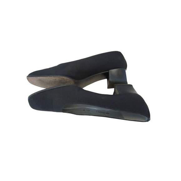 Vintage Stuart Weitzman Black Cloth w Leather Trim Low Heel Shoes in Sz 6 1/2M - Picture 6 of 10